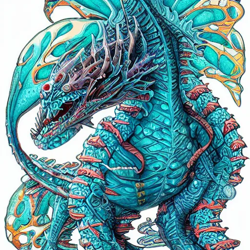 Image similar to underwater sea dragon full body, d & d style, trending on artstation, colorful, intricate, highly detailed art by ilse gort and yugin maffioli