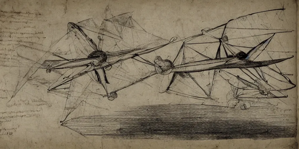 Image similar to davinci sketches flying machine