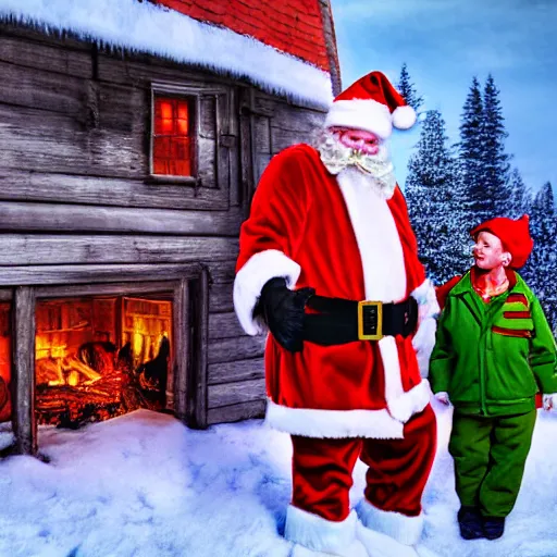 Prompt: Santa Claus real workshop on the North Pole Caught by the US government, Realistic, HDR, Clear Image,