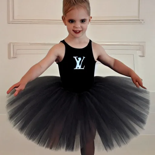 Prompt: louis vuitton ballerina, symmetrical face, tutu, pointe shoes