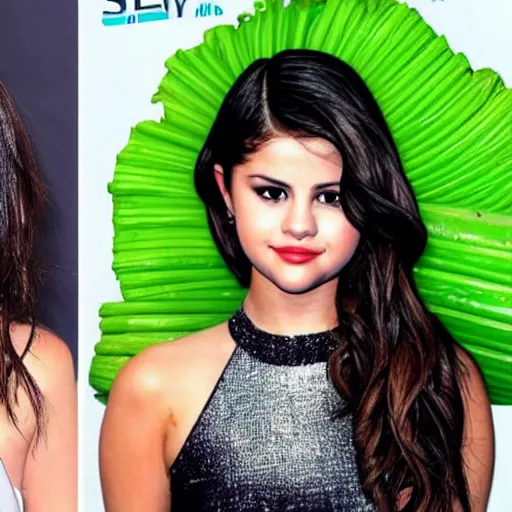 Image similar to selena gomez as celery hybrid mutant