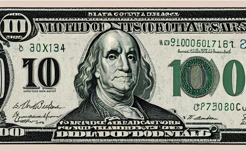 Image similar to rectangular photograph of one hundred dollar u. s. currency note featuring franklin