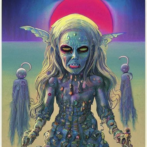 Image similar to original jean giraud art painting, pastel goth aesthetic, creepy kawaii, psychedelic, sabbas apterus