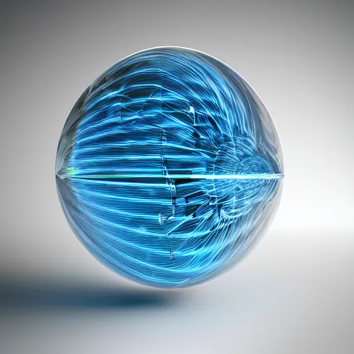 Prompt: Abstract smoke, Spiral of time enclosed in crystal sphere. 3D rendering