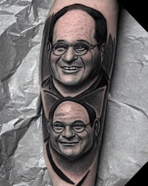 Image similar to george costanza, realism tattoo