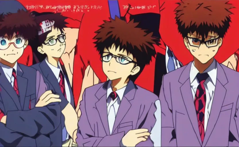 Image similar to Dr. Steve Brule in Neon Genesis Evangelion, anime by Gainax