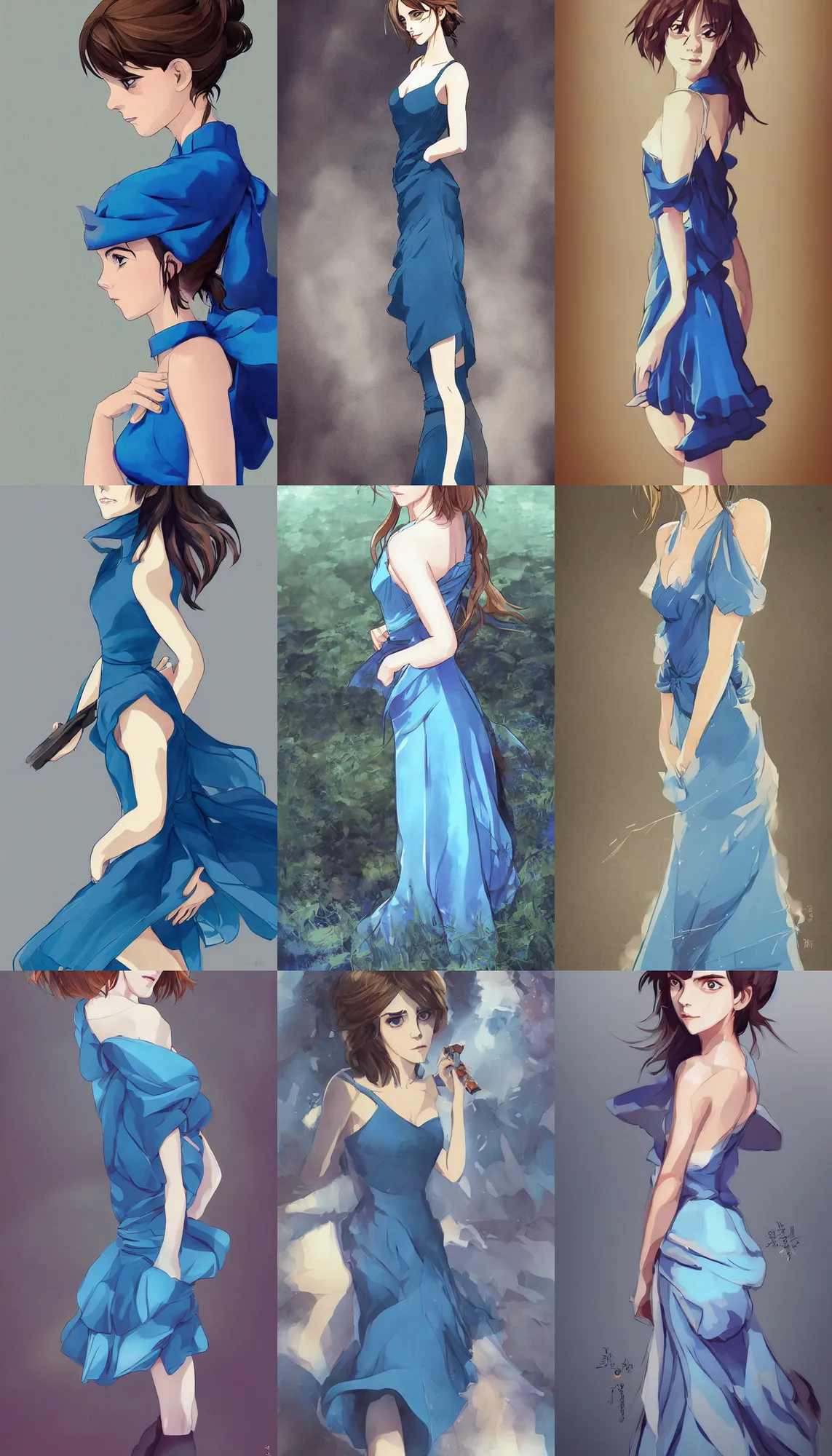 Prompt: emma watson in blue dress, full body portrait shinkai makoto studio ghibli studio key hideaki anno sakimichan stanley artgerm lau rossdraws james jean marc simonetti elegant highly detailed digital painting artstation pixiv