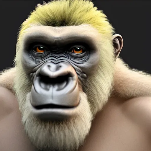 Prompt: angry tough albino gorilla. interesting 3 d character concept by square enix, game art, hyper detailed, character modeling, cinematic, final fantasy, video game character concept, ray tracing, fur details, maya, c 4 d