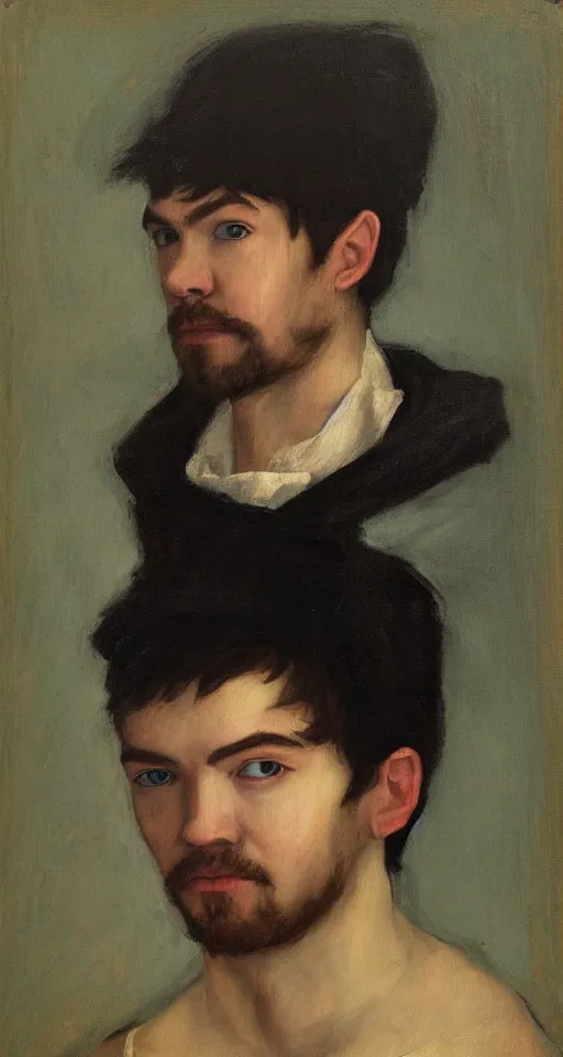 Image similar to jacksepticeye renaissance portrait painting, chiaroscuro, oil paints on canvas