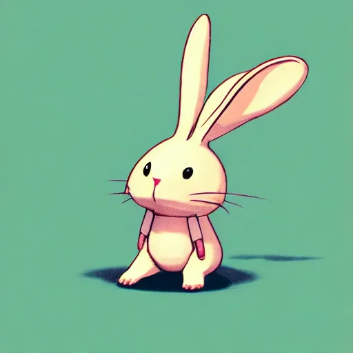 Image similar to goro fujita illustration of a cute bunny, it has two big ears, a small body, two eyes, two hands and two feet