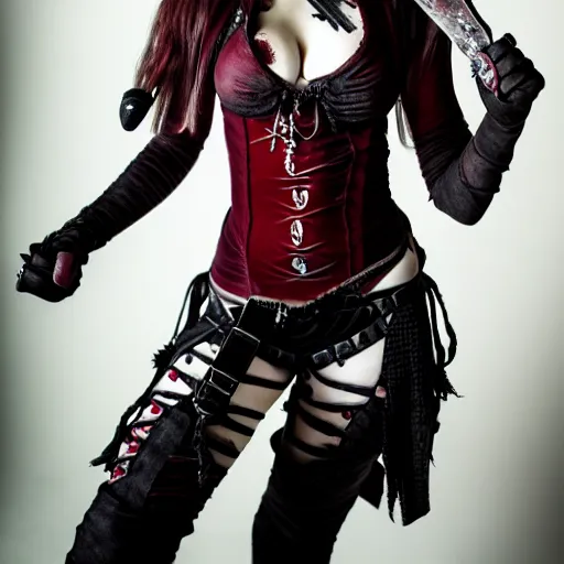 Image similar to photo of a real-life beautiful female vampire warrior, highly detailed