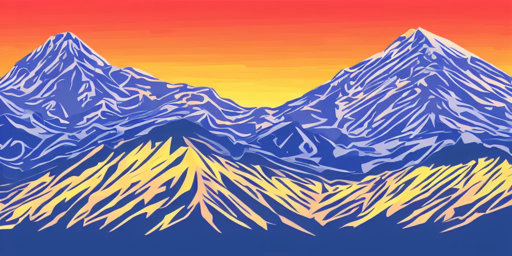 Prompt: sunrise mountain vector illustration digital art by albers josef trending on artstation