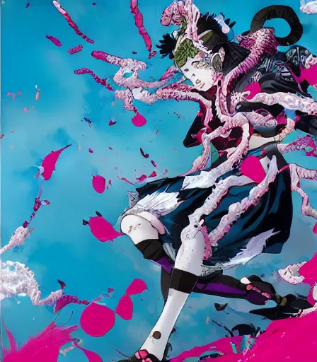 Image similar to Kimetsu no Yaiba by Alex Pardee and Nekro and James McDermott,unstirred paint, vivid color, cgsociety 4K