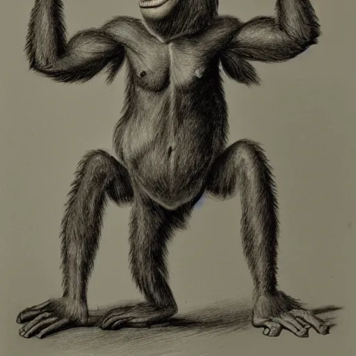 Image similar to Darwin drawn like an ape