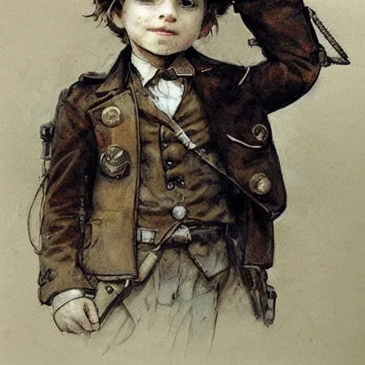 Image similar to (((((portrait of boy dressed as steampunk explorer detective . muted colors.))))) by Jean-Baptiste Monge !!!!!!!!!!!!!!!!!!!!!!!!!!!