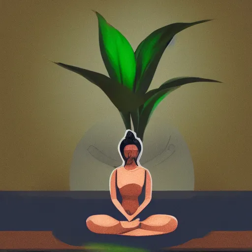 Prompt: a plant meditating on a person