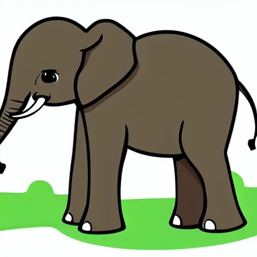 Prompt: a little baby elephant on a green meadow, Anthropomorphized, portrait, highly detailed, colorful, illustration, smooth and clean vector curves, no jagged lines, vector art, smooth