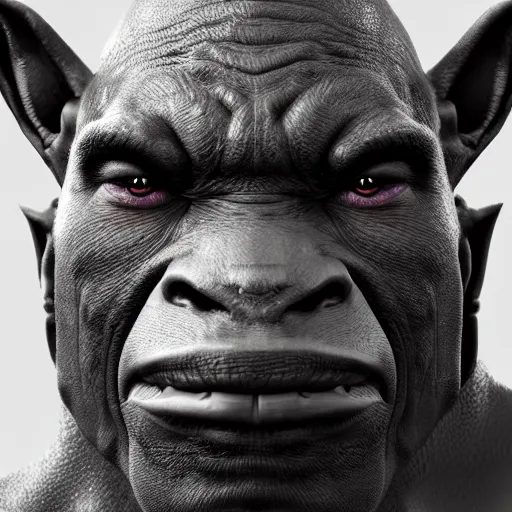 Image similar to a detailed portrait of a black orc, art illustration, incredibly highly detailed and realistic, 8 k, sharp focus