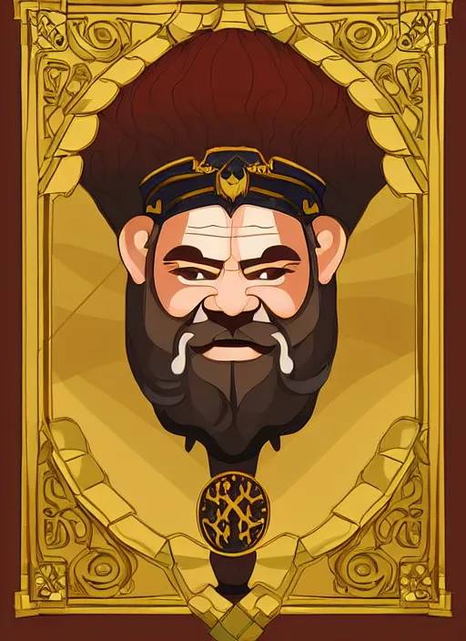 Image similar to dwarf fighter king, gold, exquisite details, white background, by studio muti