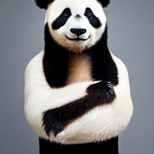 Image similar to a panda person, professional studio photo portrait