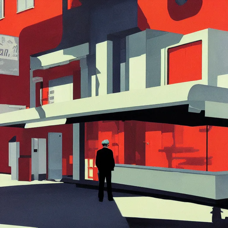 Image similar to Akira by Edward Hopper, painted by James Gilleard, airbrush