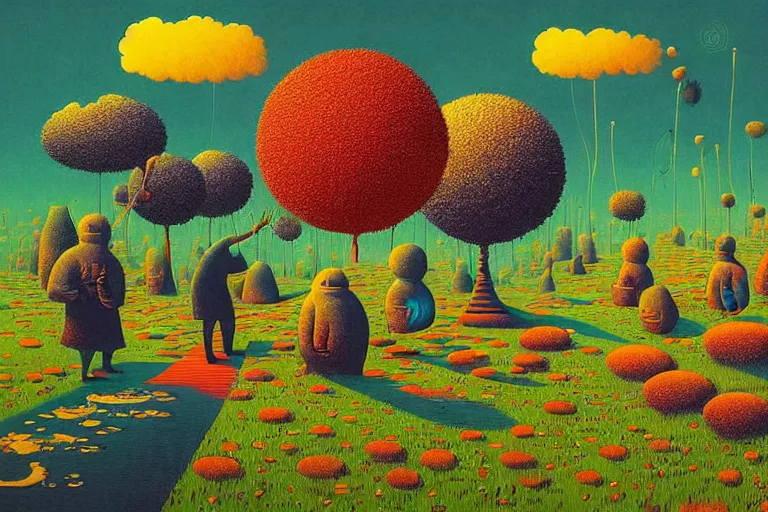 Prompt: surreal glimpse into other universe, hari merdeka, summer morning, very coherent and colorful high contrast, art by!!!! gediminas pranckevicius!!!!, geof darrow, floralpunk screen printing woodblock, dark shadows, hard lighting, stipple brush technique,