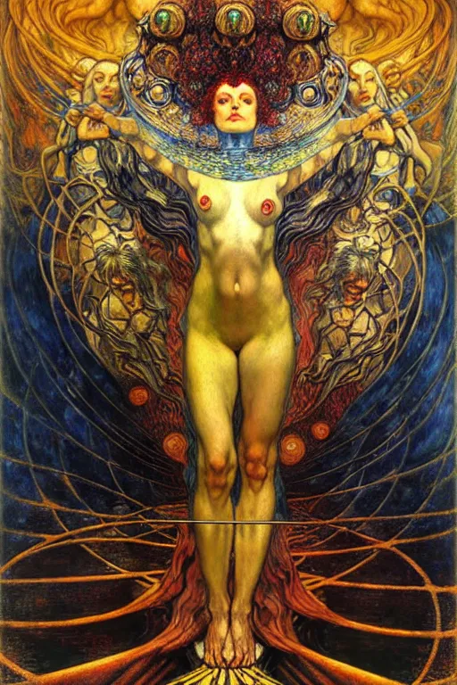 Image similar to Divine Chaos Engine by Karol Bak, Jean Delville, William Blake, Gustav Klimt, and Vincent Van Gogh, symbolist, visionary