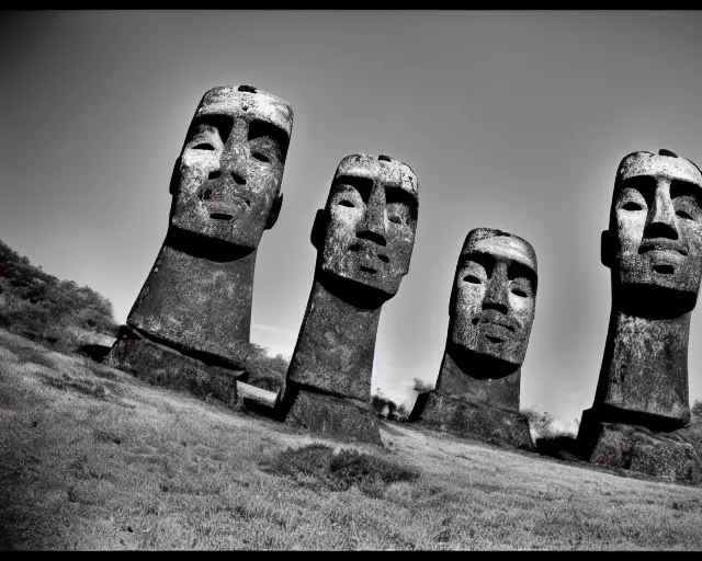 prompthunt: gigachad as an easter island head, medium shot, trending on  artstation, unreal engine, artstationhq, black and white, studio lighting,  studio photo