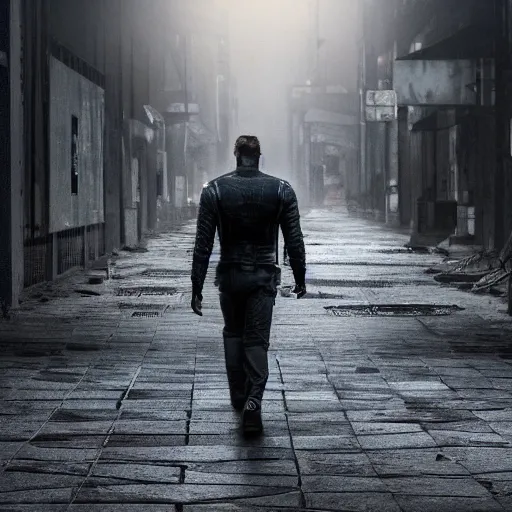 Prompt: dark picture of a t 8 0 0 walking on a desolate city, 8 k, uhd, sharp focus, 2 0 0 mm