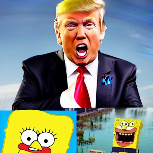 Image similar to donald trump as a spongebob character