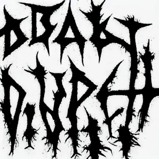 Image similar to black metal band logo, unreadable text, metal font, looks like a tree silhouette, horizontal