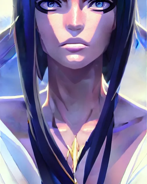 Prompt: azctec wizard, megan fox, gemstone forehead, detailed perfect face, exquisite details, fire magic, mid view, design on a white background, by studio muti, greg rutkowski makoto shinkai takashi takeuchi studio ghibli