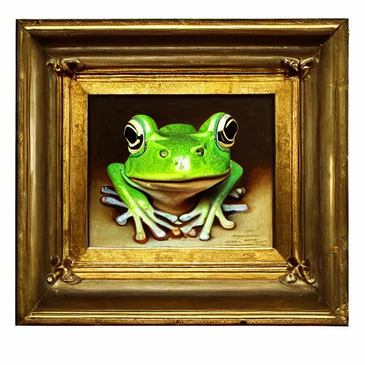 Prompt: Portrait of a frog, Oil on canvas, Musée du Louvre catalog