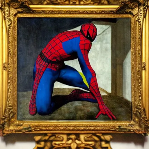 Prompt: spiderman artemisia gentileschi painting