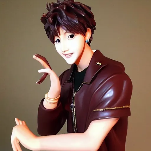 Image similar to “K-pop idol Changbin as a chocolate statue by Michelangelo”