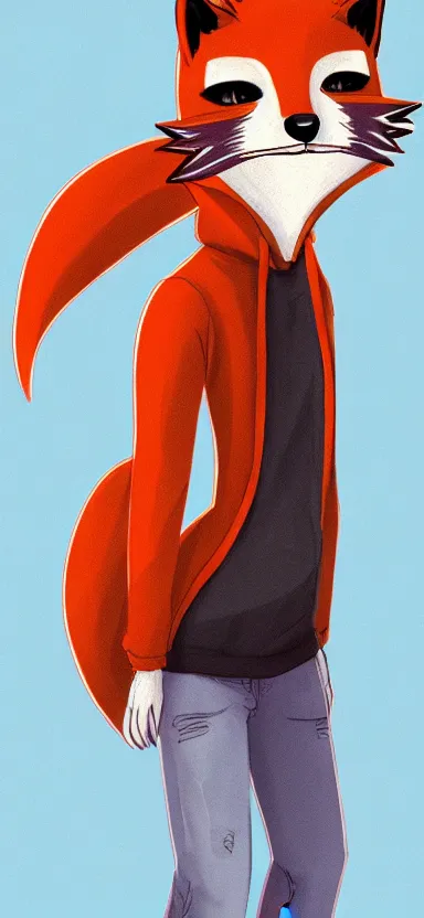 Image similar to a sketch art of anthropomorphic fox wearing a hoodie, artstation, digital art, oc commission