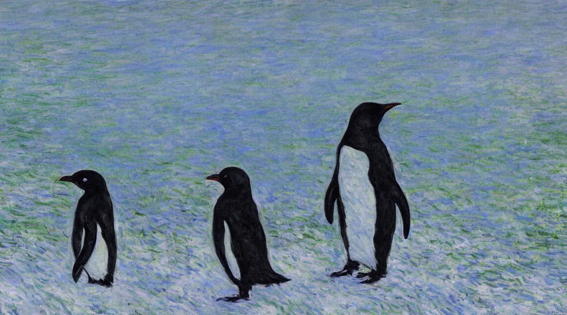 Image similar to Linux Tux penguin wallpaper painted by Claude Monet