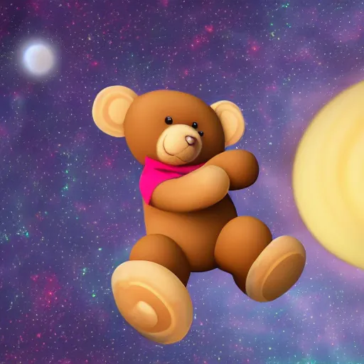 Prompt: teddy bear dancing on the rings of Saturn, digital illustration, high definition, 8k resolution