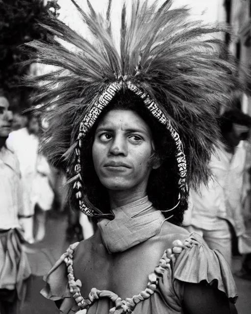 Image similar to Award winning reportage photo of Monegasque Natives with incredible hair wearing traditional garb by Garry Winogrand and Dian Arbus, 85mm ND 5, perfect lighting, gelatin silver process