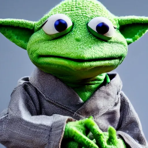 Image similar to photo of hybrid of kermit the frog and yoda