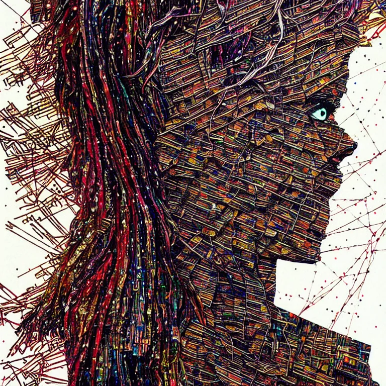 Image similar to nights falling wind is blowwing snow is pilling concept art in style of el anatsui and carne griffiths artwork by xsullo