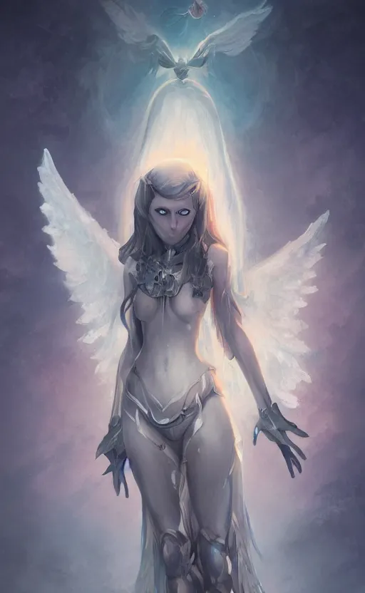 Image similar to Angel knight gothic girl. By William-Adolphe Bouguerea, Jordan grimmer, fractal flame. Highly_detailded