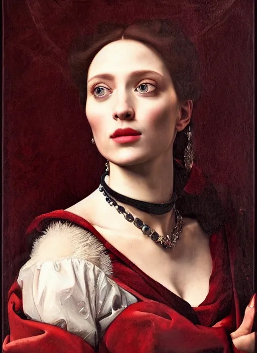 Prompt: a masterwork portrait of elsa in the style of a renaissance painting, insane detail, chiaroscuro oil painting, jan matejko, caravaggio, jan van eyck, trending on artstation, artgerm