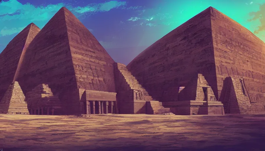 Image similar to ancient egyptian palace, epic retrowave art, trending on art station