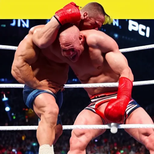 Image similar to john cena bodyslamming donald trump in wwe