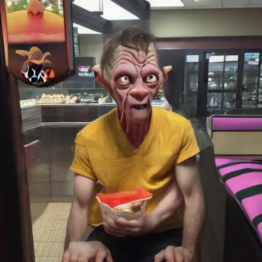 Prompt: gollum at taco bell