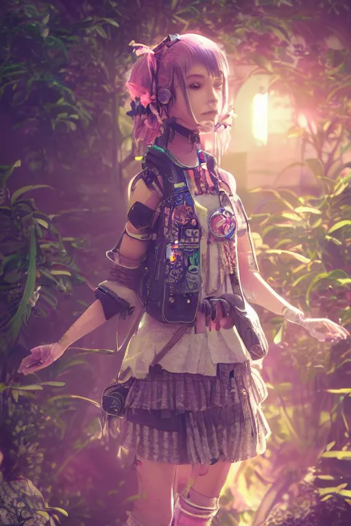 Image similar to solarpunk girl kawaii, ultra realistic, concept art, intricate details, highly detailed, photorealistic, octane render, 8 k