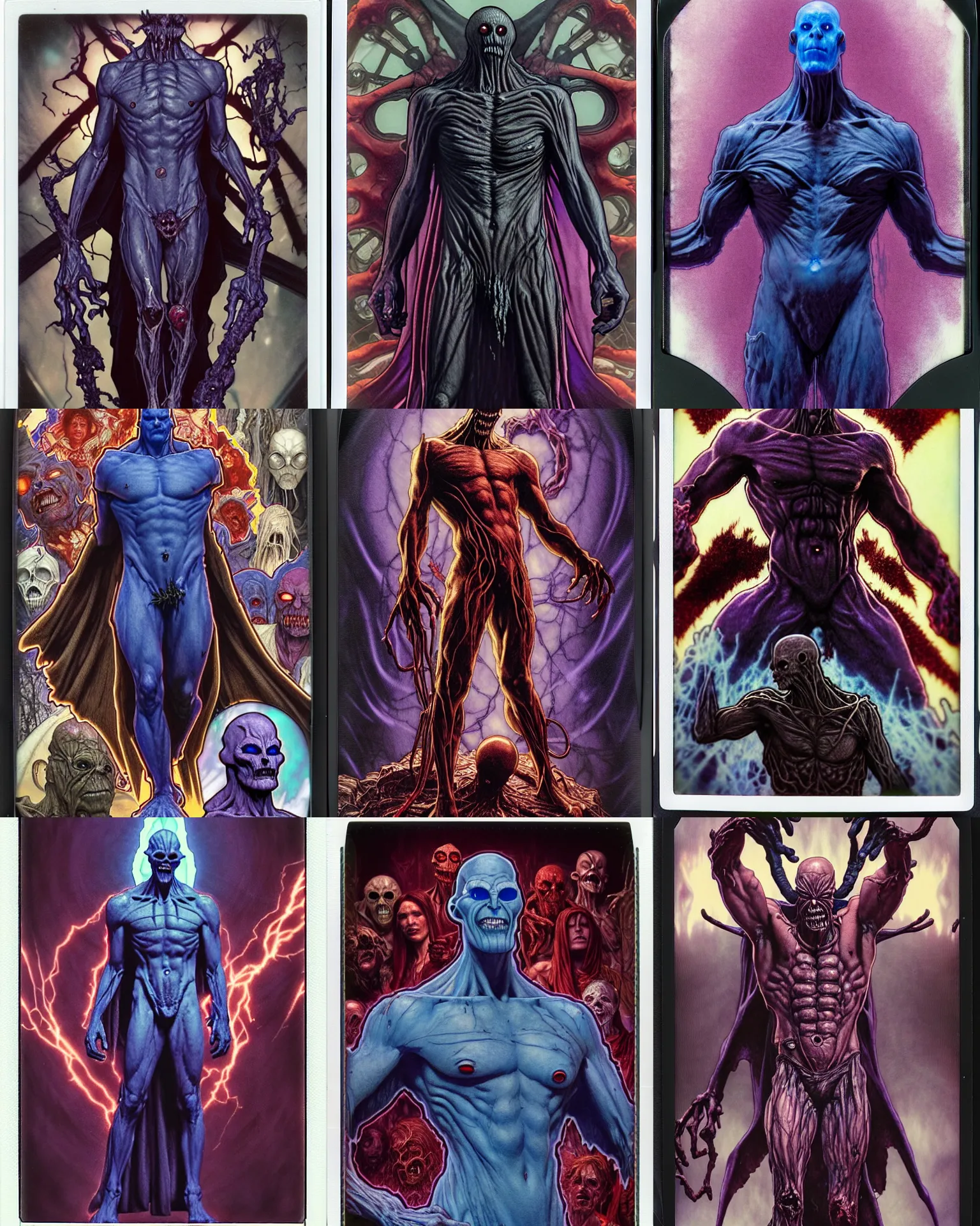 Prompt: the platonic ideal of a polaroid photo of cletus kasady ultimate carnage thanos dementor doctor manhattan chtulu nazgul, detailed, intricate, hyperrealism, intense, scary, decay, dmt, art by brock hofer and artgerm and greg rutkowski and alphonse mucha