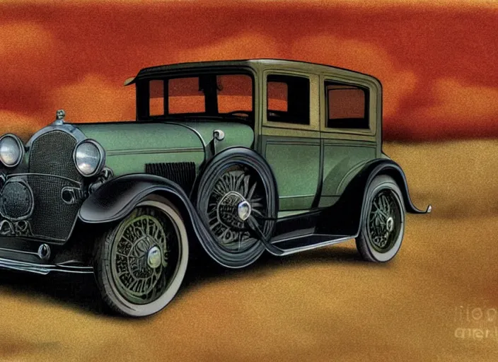 Image similar to 1 9 2 9 cars, lowbrow, matte painting, 3 - d highly detailed, in the style of michael irvine,