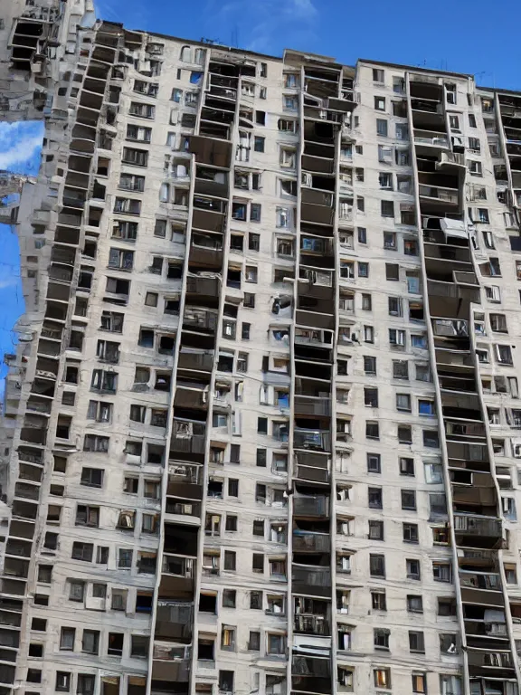 Image similar to Photo of Soviet apartment building, full object